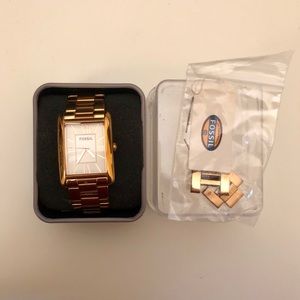 Fossil Rose Gold Rectangular Watch